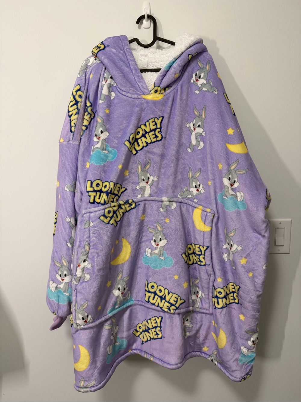 Warner Bros. Looney Tunes Bunny Print Purple Oodie Hoodie